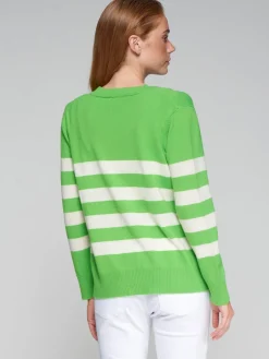 VILAGALLO STRIPED CARDIGAN - BRIGHT GREEN