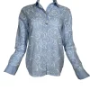 VLT'S BY VALENTINA'S EYELET BLOUSE - LIGHT BLUE/WHITE