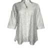 VLT'S BY VALENTINA'S EYELET PAISLEY BLOUSE - WHITE