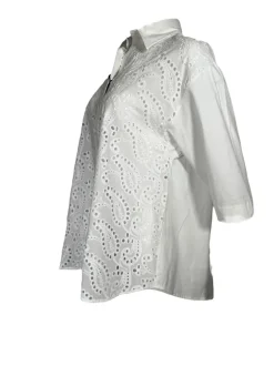 VLT'S BY VALENTINA'S EYELET PAISLEY BLOUSE - WHITE