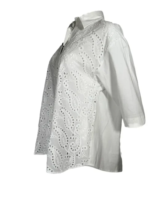 VLT'S BY VALENTINA'S EYELET PAISLEY BLOUSE - WHITE