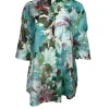 VLT'S BY VALENTINA'S WATERCOLOR FLORAL BLOUSE - GREEN/BLUE