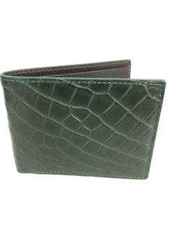 W.KLEINBERG ALLIGATOR BIFOLD WALLET - MATTE FOREST GREEN