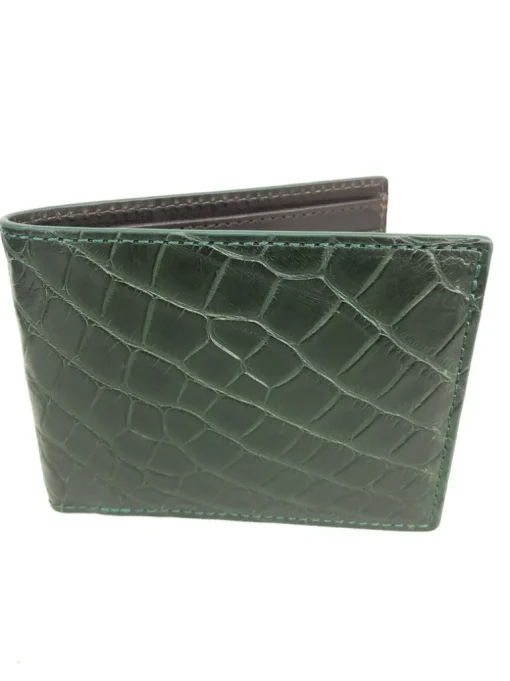 W.KLEINBERG ALLIGATOR BIFOLD WALLET - MATTE FOREST GREEN