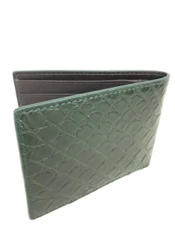 W.KLEINBERG ALLIGATOR BIFOLD WALLET - MATTE FOREST GREEN