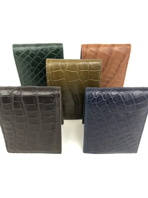 W.KLEINBERG ALLIGATOR BIFOLD WALLET - MATTE FOREST GREEN
