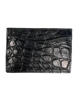 W.KLEINBERG ALLIGATOR FLAT CARD CASE - BLACK