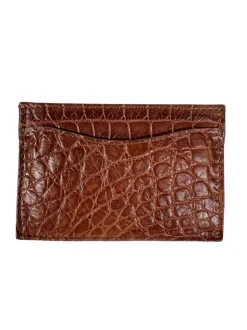 W.KLEINBERG ALLIGATOR FLAT CARD CASE - CIGAR