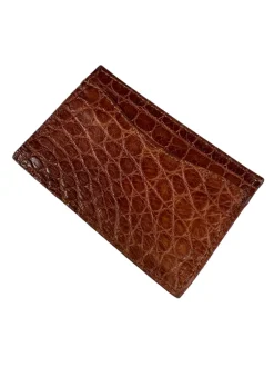 W.KLEINBERG ALLIGATOR FLAT CARD CASE - CIGAR