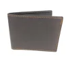 W.KLEINBERG PEBBLED BIFOLD WALLET - CHOCOLATE WITH ORANGE STITCHING