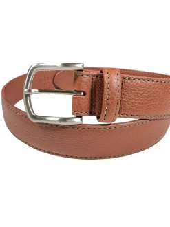 W.KLEINGBERG BELT - COGNAC WITH EMERALD STITCHING