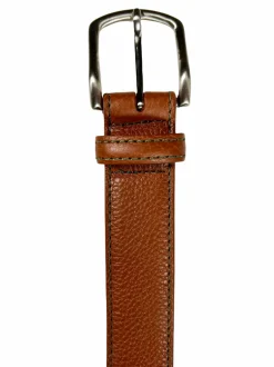 W.KLEINGBERG BELT - COGNAC WITH EMERALD STITCHING