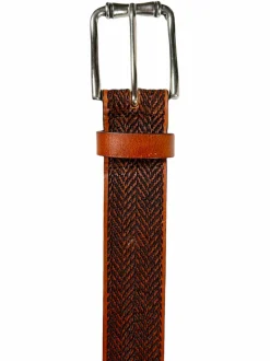W.KLEINGBERG HERRINGBONE BELT - COGNAC