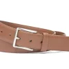W.KLEINGBERG HIGH PEBBLED BELT - COGNAC WITH NAVY STITCHING