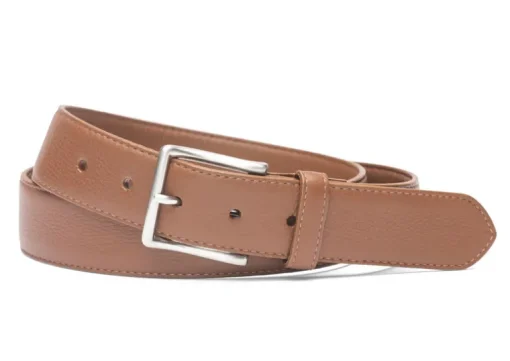 W.KLEINGBERG HIGH PEBBLED BELT - COGNAC WITH NAVY STITCHING