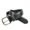 W.KLEINGBERG HIGH PEBBLED BELT - BLACK WITH CHARCOAL STITCHING