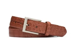 W.KLEINGBERG MATTE AMERICAN ALLIGATOR BELT - COGNAC