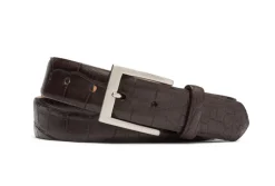 W.KLEINGBERG MATTE AMERICAN ALLIGATOR BELT - CHOCOLATE