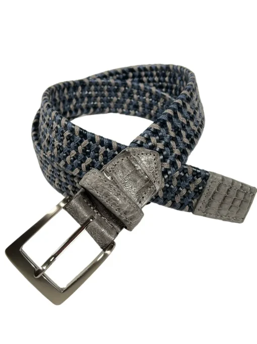 W.KLEINGBERG WOVEN STRETCH BELT - DENIM MIX