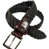 W.KLEINGBERG WOVEN STRETCH BELT - CHOCOLATE/NAVY